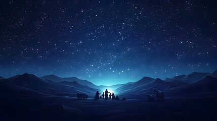 Starry Night Nativity Scene.