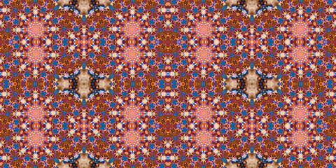 Seamless kaleidoscope pattern. The texture of the woven pattern. Endless pattern
