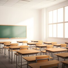a classroom with a green chalkboard on the wall and a picture of a green board on the wall, a classroom with a chalkboard that says  the word  on it.
