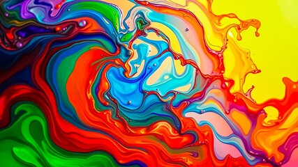 Abstract Swirling Fluid Colors in Vivid Hues of Red, Blue, and Green
