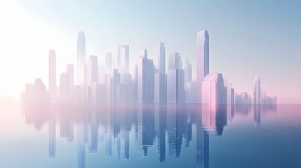 Cityscape Reflection in Water.