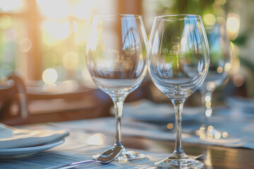 Blurred background of labor with glassware, empty text space, clean and functional.