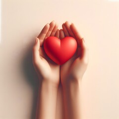 Obraz premium Gentle Hands Cradling a Heart Symbolizing Love and Support isolted in white background 