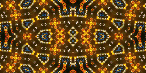 Seamless kaleidoscope pattern. The texture of the woven pattern. Endless pattern
