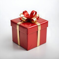 Obraz premium Christmas gift wallpaper, red christmas present isolated on white background 