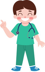 Happy Doctor Kid Cartoon Character Illustration