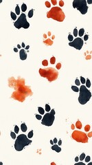 Fototapeta premium Minimalist animal paw prints pattern, subtle nature influence, earthy tones, playful design, versatile for various applications