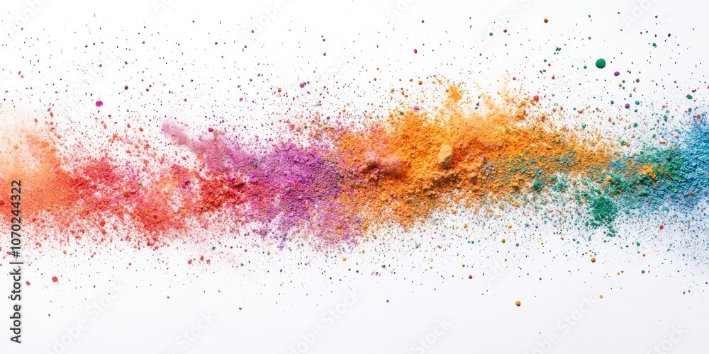 Aufkleber abstract powder scattered on a white background, capturing the freeze motion of color powder burstin