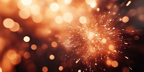 Blurred fireworks for New Year and copyspace - an abstract holiday background.