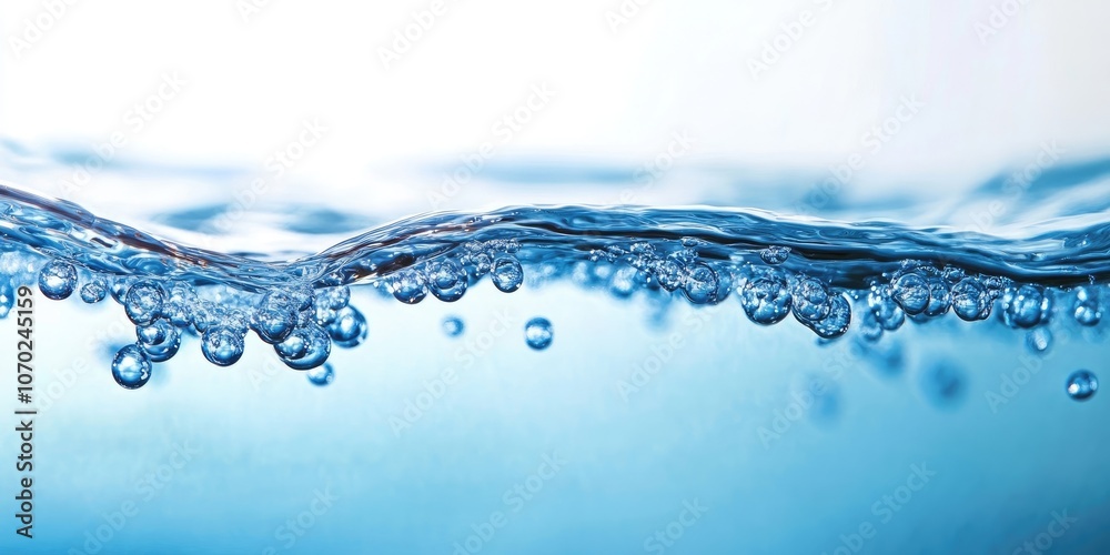 Poster closeup view of a water stream with bubbles