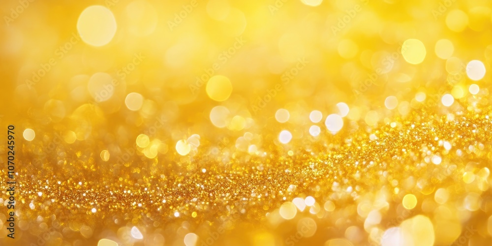 Poster abstract glitter bokeh on a yellow backdrop.