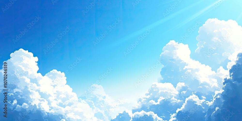 Aufkleber blue sky with a soft cloud texture set against a wide, bright blue sky backdrop and space.
