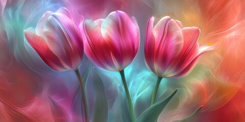 Fototapeta premium Lovely tulips created using color filters.