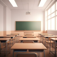 a classroom with a green chalkboard on the wall and a picture of a green board on the wall, a classroom with a chalkboard that says  the word  on it.
