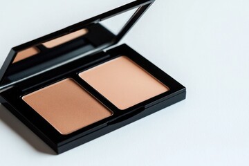 Compact makeup palette with two shades of brown