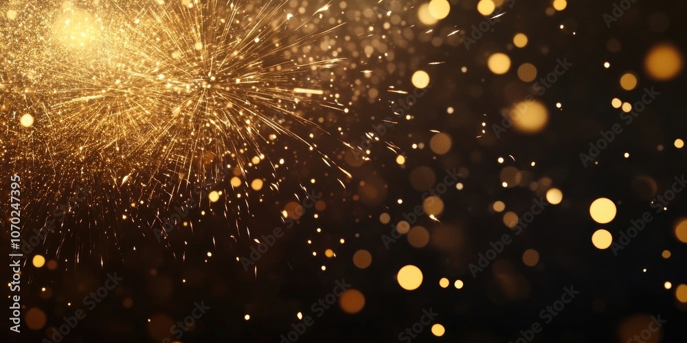 Aufkleber fireworks on new year's and copy space - abstract festive background