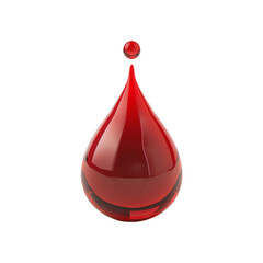 Fototapeta premium Red Liquid Drop Isolated on Transparent Background. Glossy Fluid Droplet with Shiny Surface