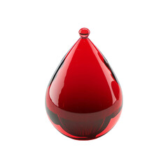 Fototapeta premium Red Glossy Liquid Drop Isolated on Transparent Background. Shiny Droplet with Reflective Surface