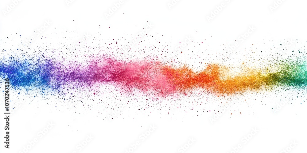 Poster abstract powder scattered on a white background, capturing the freeze motion of color powder burstin