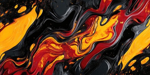 Abstract background featuring a multicolor art collage. Innovative pattern design for printed invitation cards and postcards. Artwork for posters and vibrant wallpaper. Black, red, and yellow colors.