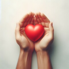Obraz premium Gentle Hands Cradling a Heart Symbolizing Love and Support isolted in white background 