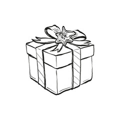 Merry Christmas and Happy New Year illustration, for greeting cards, posters, holiday covers. Xmas festive linocut black hand drawn.