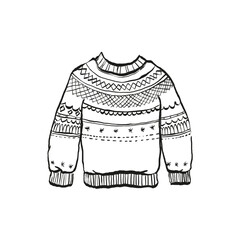 Merry Christmas and Happy New Year illustration, for greeting cards, posters, holiday covers. Xmas festive linocut black hand drawn.