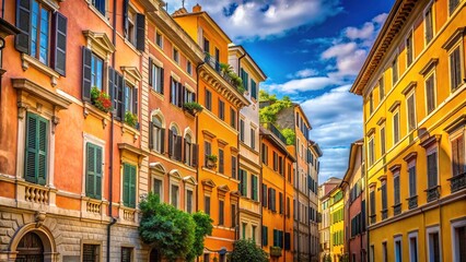 Obraz premium Discover the pastel-hued architecture of Via dei Pastini in Rome.