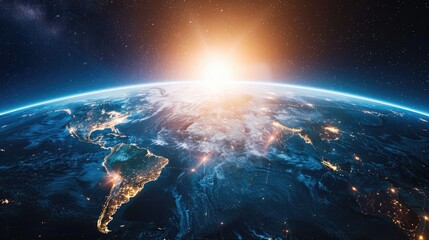Obraz premium Global Earthrise with Human Activity