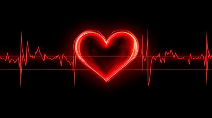 Fototapeta premium red heart heart wave heart attack cardiogram report.