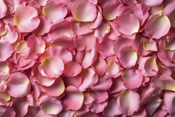 Obraz premium Delicate pink roses and petals arranged on a soft textured background for a romantic setting