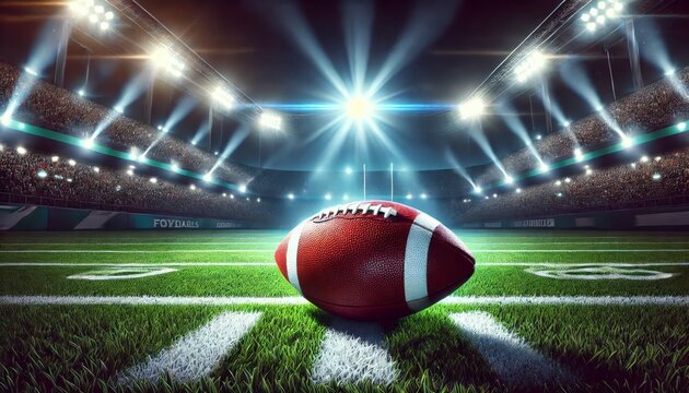 High-Resolution American Football on Stadium Field