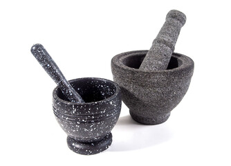 Traditional and modern pestle and  mortar, usually used to pound cooking spices, or herbs to mix...