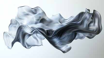 Abstract sculpture of flowing water, suspended in the air, 3D illustration