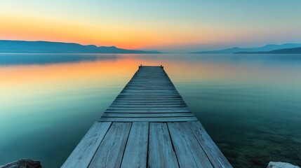 Obraz premium Peaceful Sunrise over Tranquil Lake