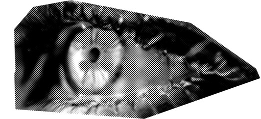 Cutting from a black and white magazine, scrapbooking element of the eyes.