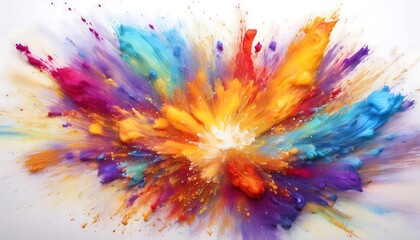 Fototapeta premium Capture a vibrant explosion of color as shades of purple, blue, yellow, orange and red swirl and blend together.