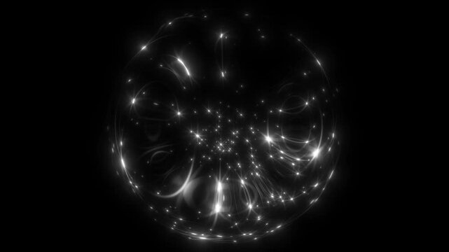 Glass fera on dark background with snowflakes inside. New Year's Eve background. Winter 2025.