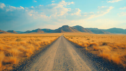 Beautiful gravel road journey across Namibia&rsquo;s landscapes with mountains and open plains