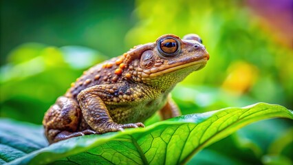 Obraz premium Explore the extraordinary beauty of a common toad in a miniature world.