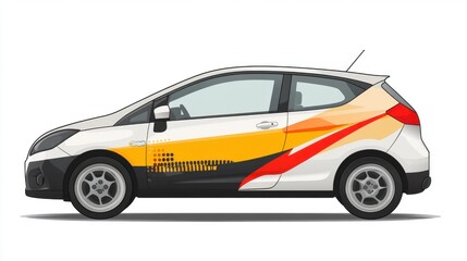 Fototapeta premium Driving school car with logo and contact information