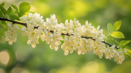 Delicate White Flowers on a Branch