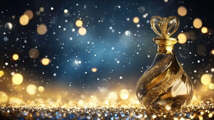 Fototapeta premium Abstract holiday background with luxury perfume bottle