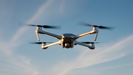 Fototapeta premium Minimalist drone hovering against a clear blue sky