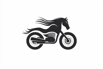 Fototapeta premium minimal half horse-motorcycle logo, black and white