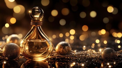 Abstract holiday background with luxury perfume bottle