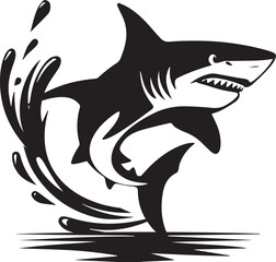 Fototapeta premium shark in water, silhouette, vector