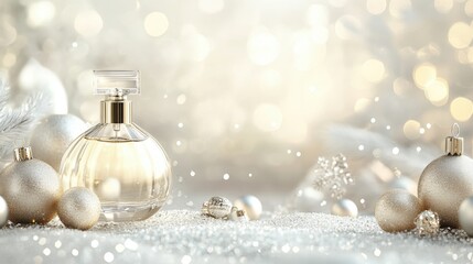 Abstract holiday background with luxury perfume bottle