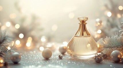 Abstract holiday background with luxury perfume bottle