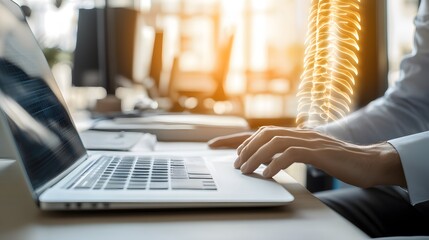 Person sitting at desk with poor posture, emphasizing the importance of ergonomic practices for maintaining health and productivity in the workplace.